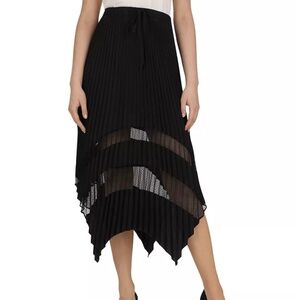 The Kooples Asymetric Plated Skirt size 3(L-M) Black